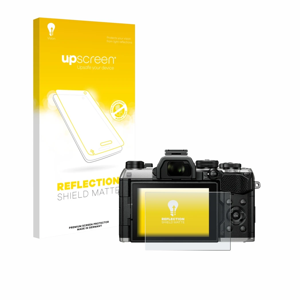 Front side of a product packaging with the brand logo upscreen. Next to it is the device Olympus OM System OM-5 Mark II shown