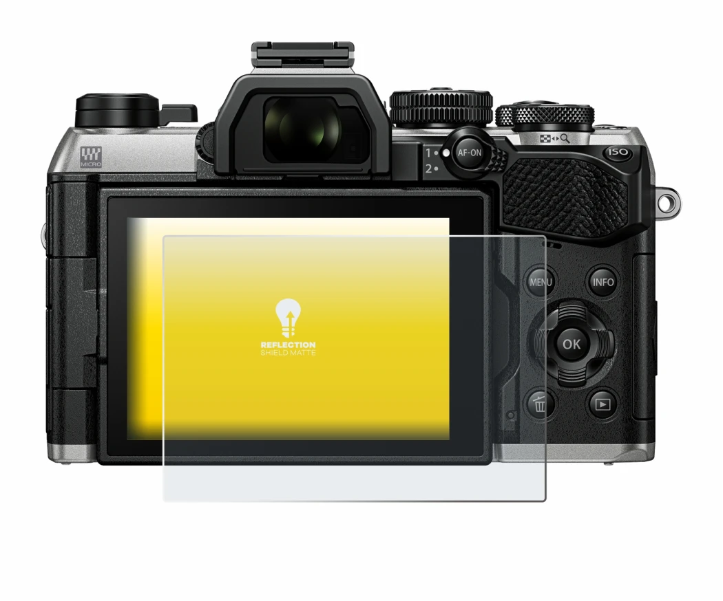Image of the device Olympus OM System OM-5 Mark II with a wide variety of screen protectors.