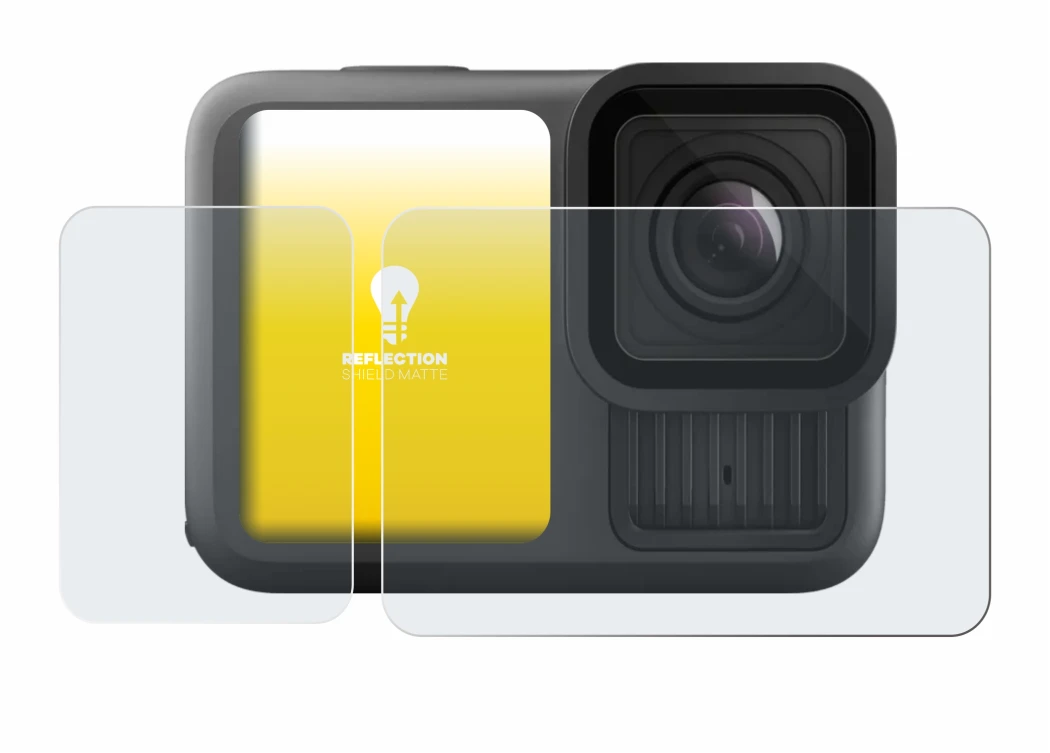 Image of the device GoPro Hero 13 Black Creator Edition with a wide variety of screen protectors.