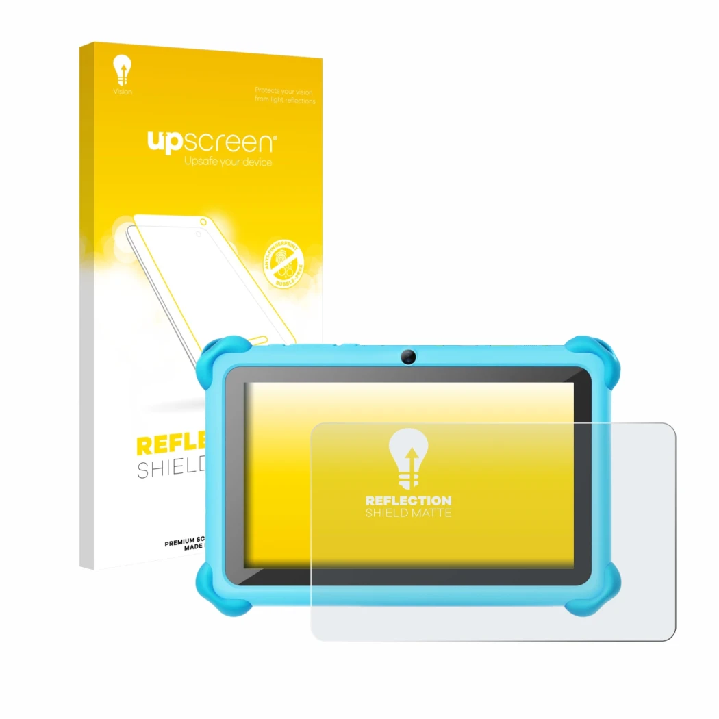 Front side of a product packaging with the brand logo upscreen. Next to it is the device zcobro KIDS710 7
