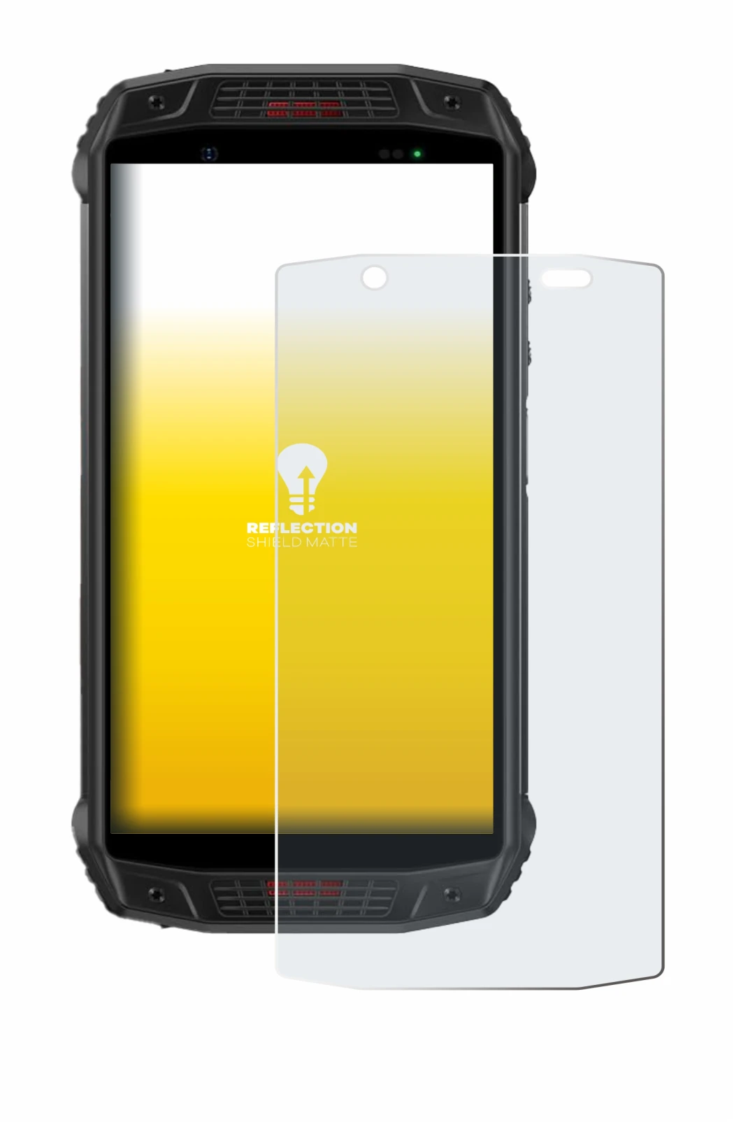 Image of the device Ulefone Armor 15 with a wide variety of screen protectors.