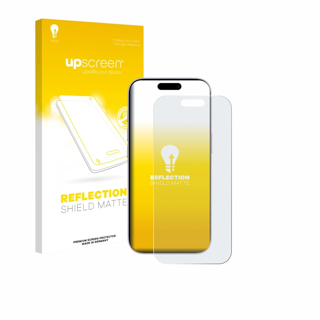 Front side of a product packaging with the brand logo upscreen. Next to it is the device Apple iPhone 17 shown with the corres