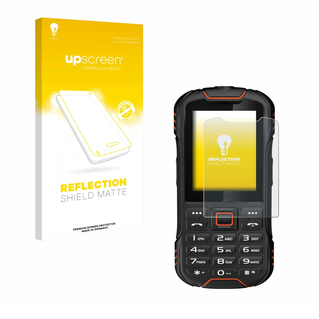 Front side of a product packaging with the brand logo upscreen. Next to it is the device Gigaset GLX8 shown with the correspon