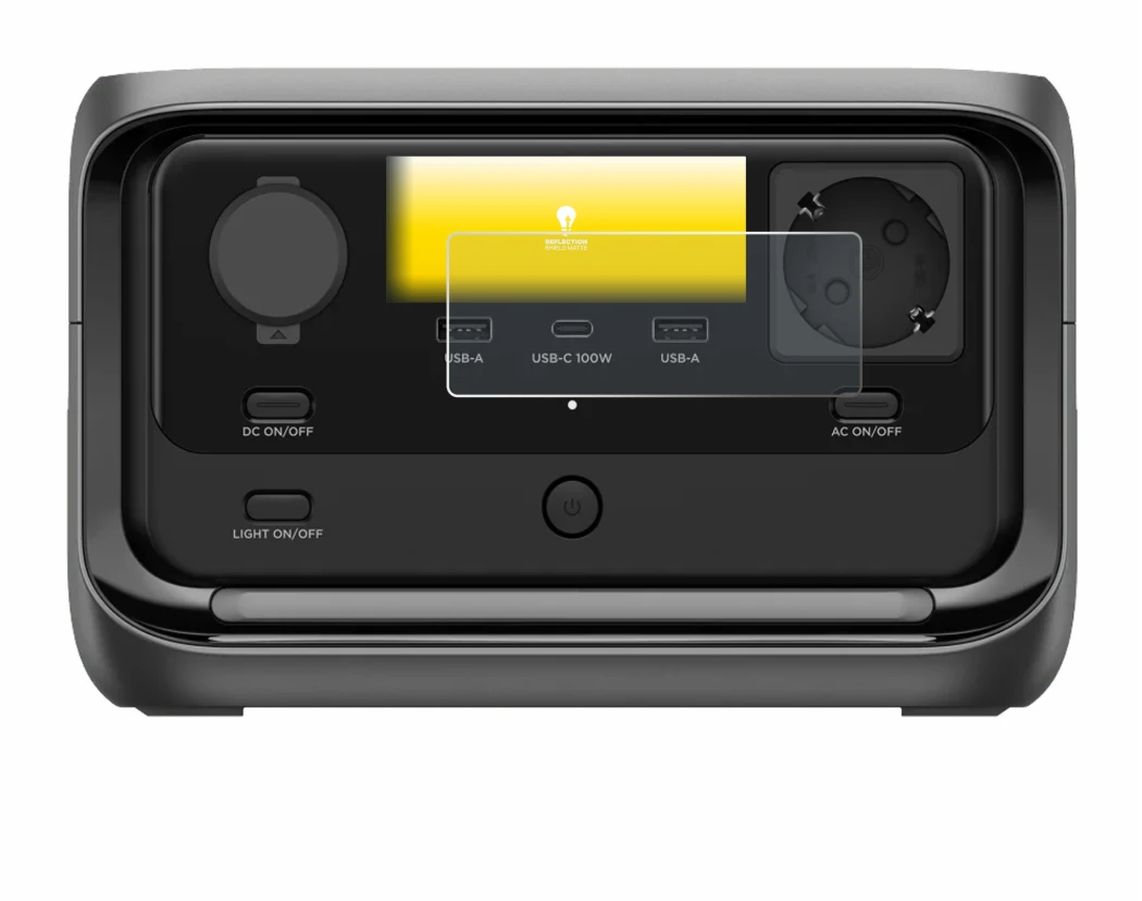 Image of the device EcoFlow River 3 Plus with a wide variety of screen protectors.