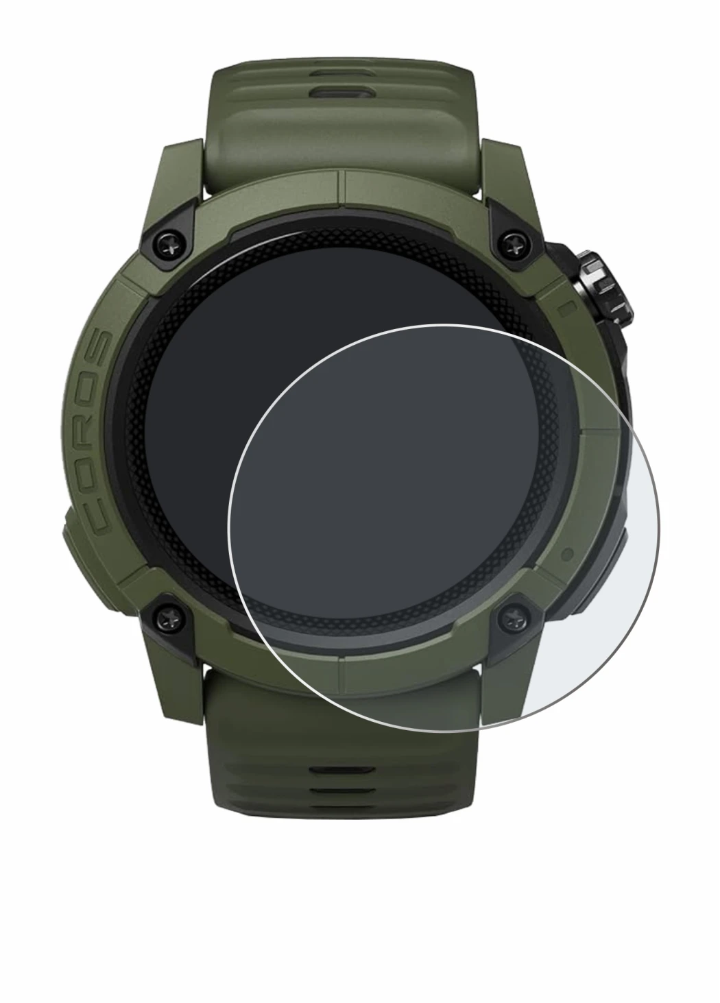 Image of the device Coros NOMAD with a wide variety of screen protectors.