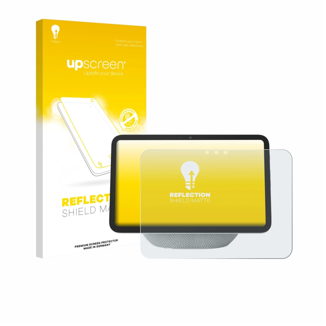 Front side of a product packaging with the brand logo upscreen. Next to it is the device Amazon Echo Show 8 2025 (4th Gen.) sh