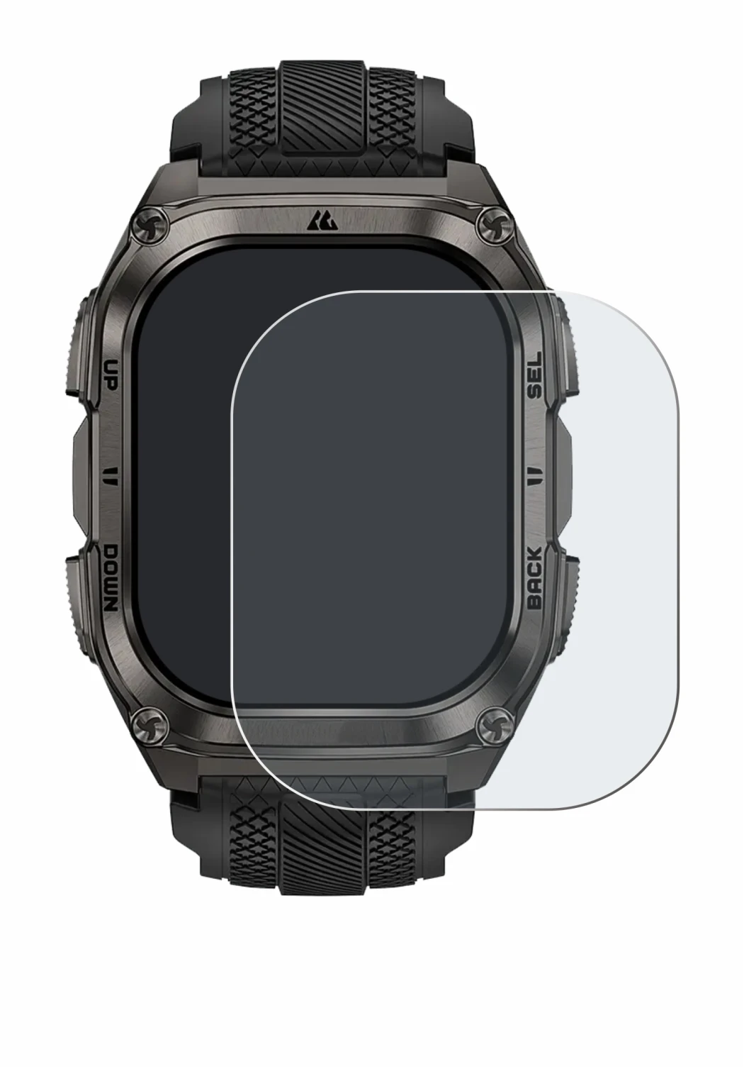 Image of the device Kospet Tank M4 with a wide variety of screen protectors.