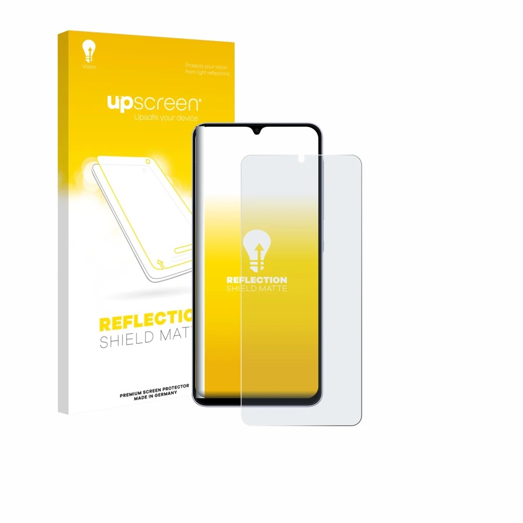 Front side of a product packaging with the brand logo upscreen. Next to it is the device Samsung Galaxy A07 shown with the cor
