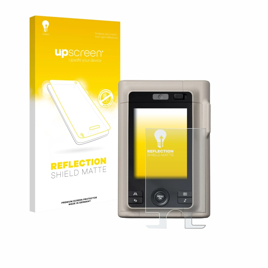 Front side of a product packaging with the brand logo upscreen. Next to it is the device Fujifilm Instax Mini LiPlay Plus show