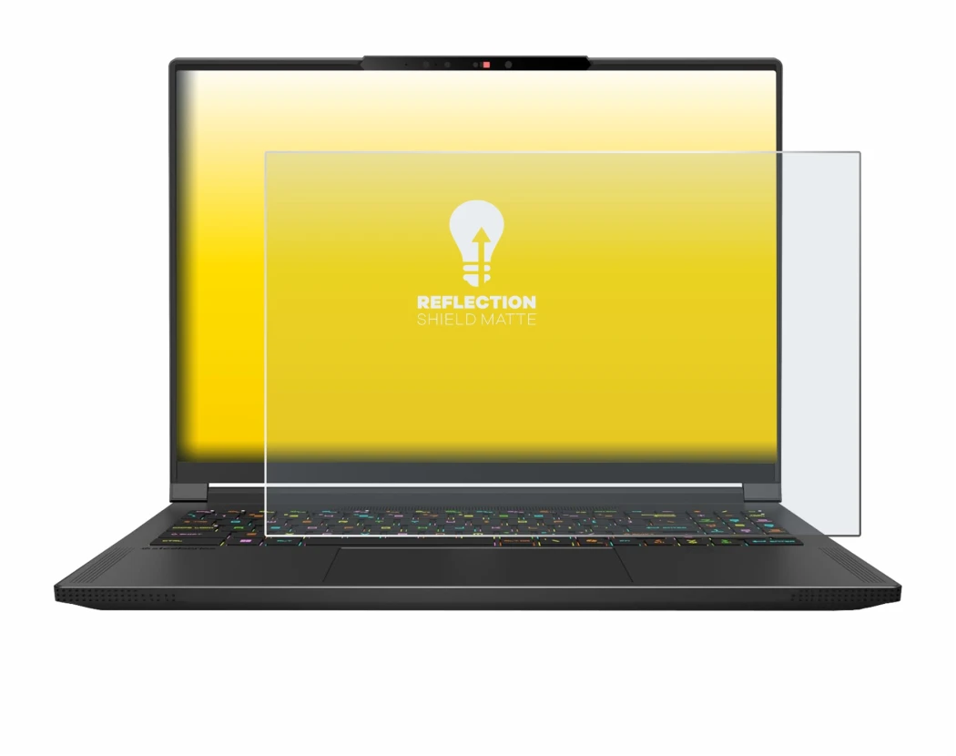 Image of the device MSI Stealth A16 AI+ with a wide variety of screen protectors.
