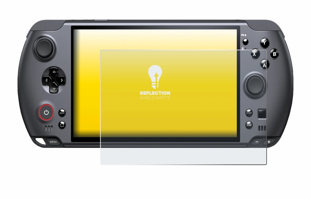 Image of the device GPD Win 5 with a wide variety of screen protectors.