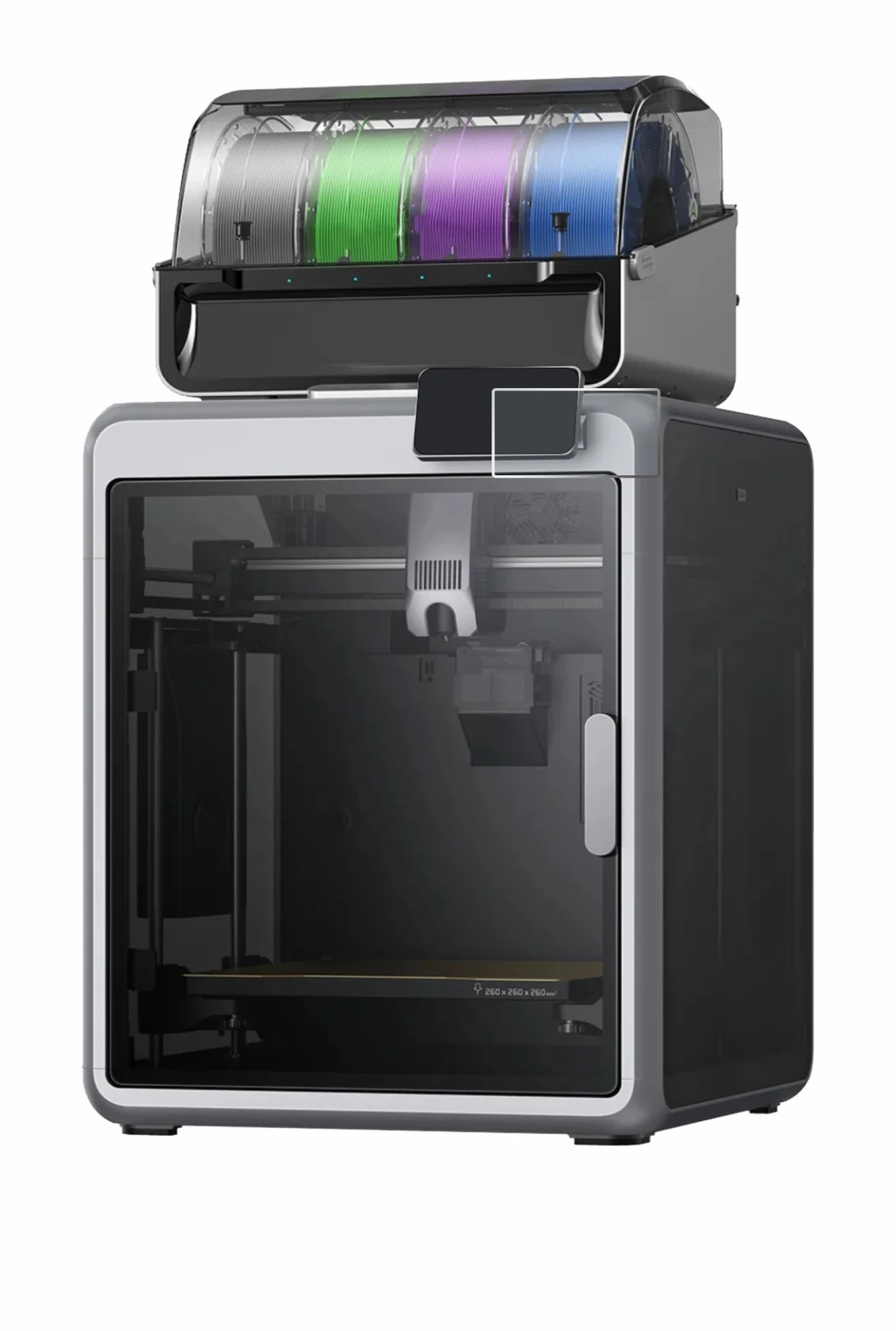Image of the device Creality K2 with a wide variety of screen protectors.