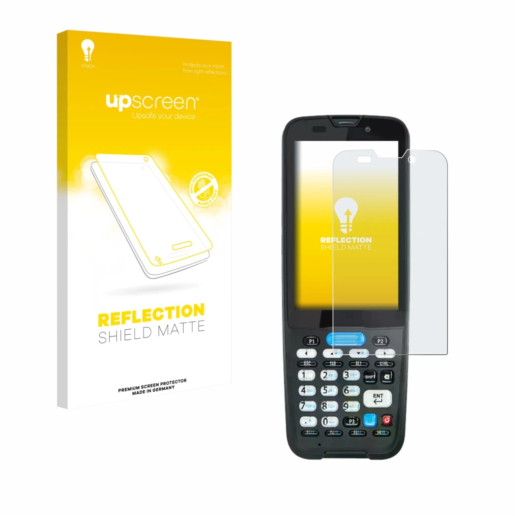 Front side of a product packaging with the brand logo upscreen. Next to it is the device Unitech HT330 shown with the correspo
