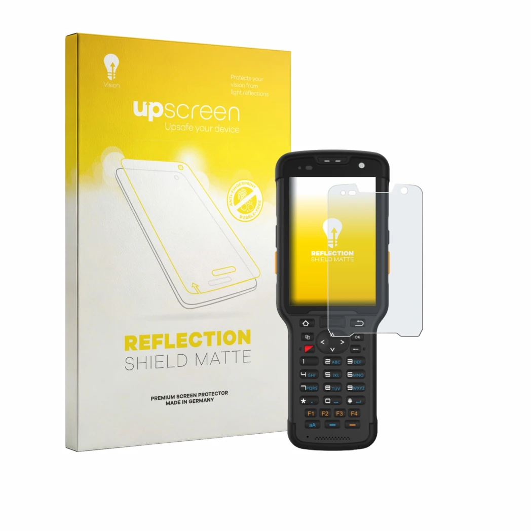 Front side of a product packaging with the brand logo upscreen. Next to it is the device Newland Speedata SD35 Leo shown with