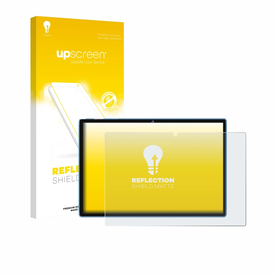 Front side of a product packaging with the brand logo upscreen. Next to it is the device Biegedy B25 10.1