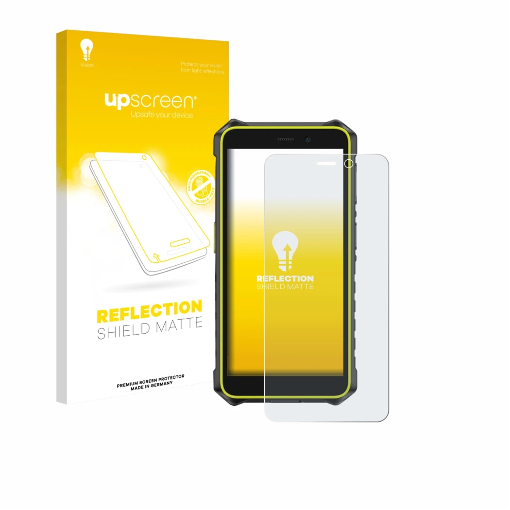 Front side of a product packaging with the brand logo upscreen. Next to it is the device Ulefone RugKing 2 Pro shown with the
