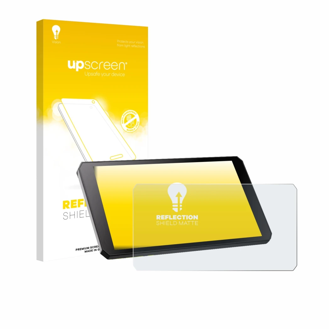 Front side of a product packaging with the brand logo upscreen. Next to it is the device RiderNav R7M shown with the correspon