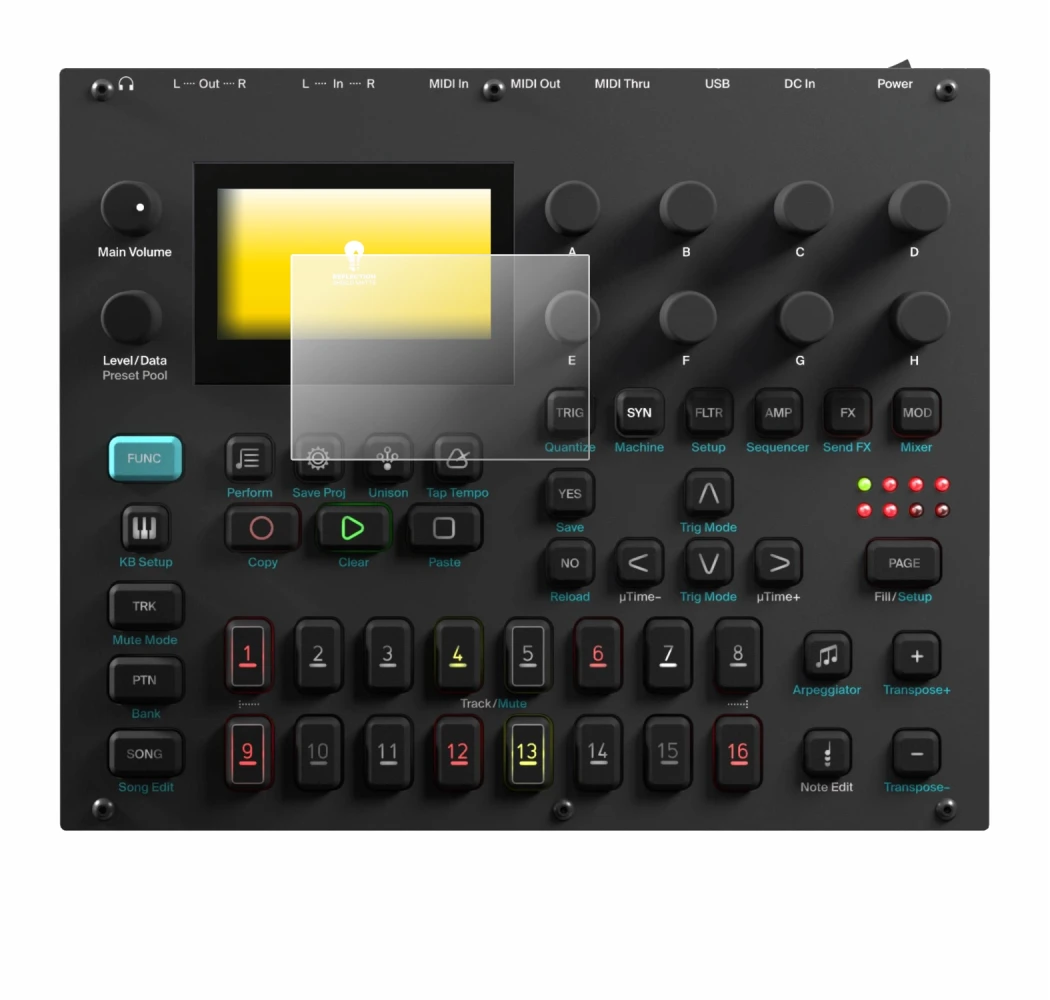 Image of the device Elektron Digitone II with a wide variety of screen protectors.