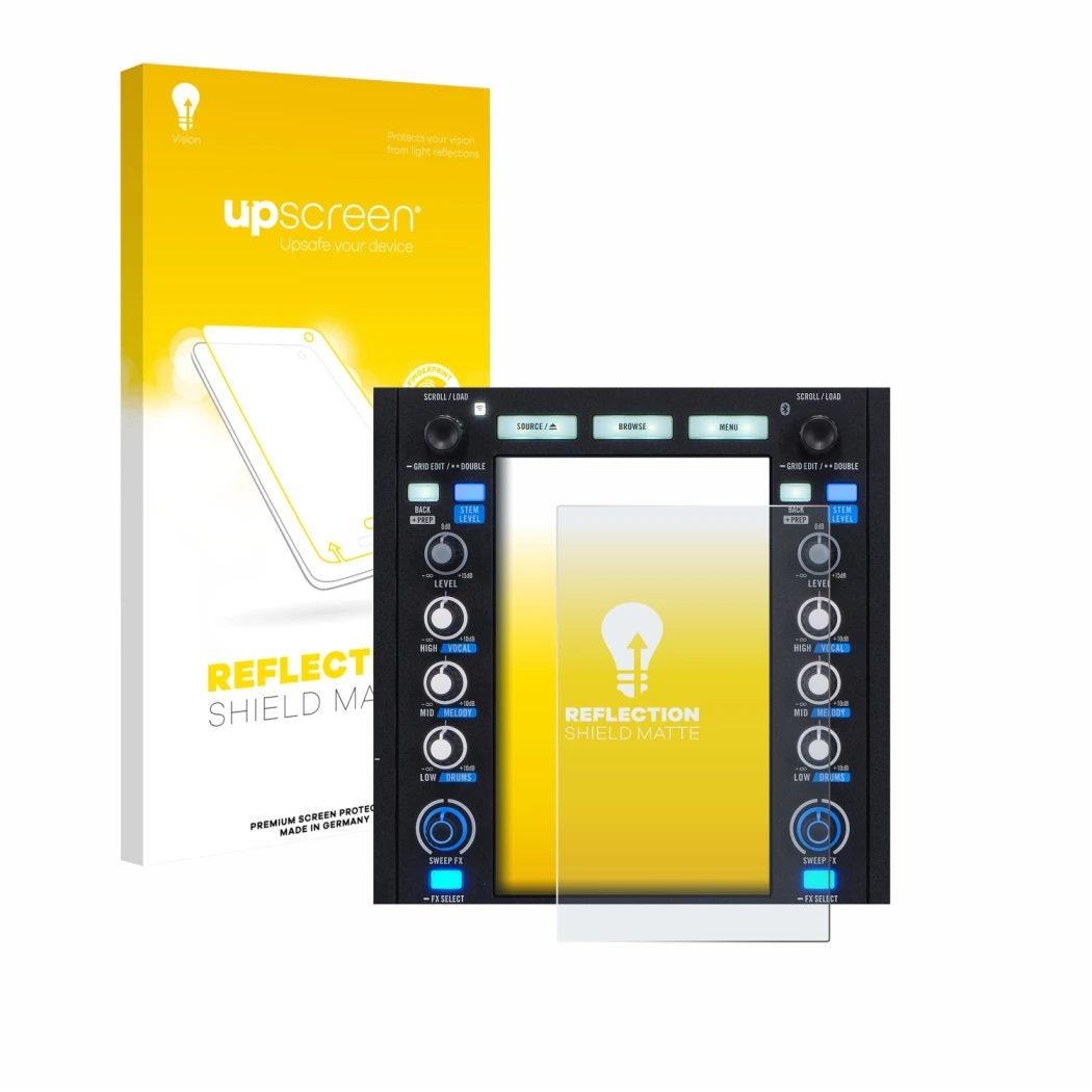 Front side of a product packaging with the brand logo upscreen. Next to it is the device Rane System One shown with the corres