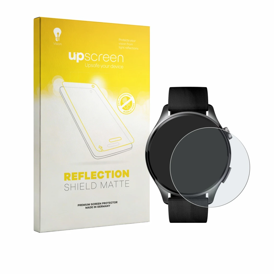 Front side of a product packaging with the brand logo upscreen. Next to it is the device Xiaomi Watch 5 (47 mm) shown with the