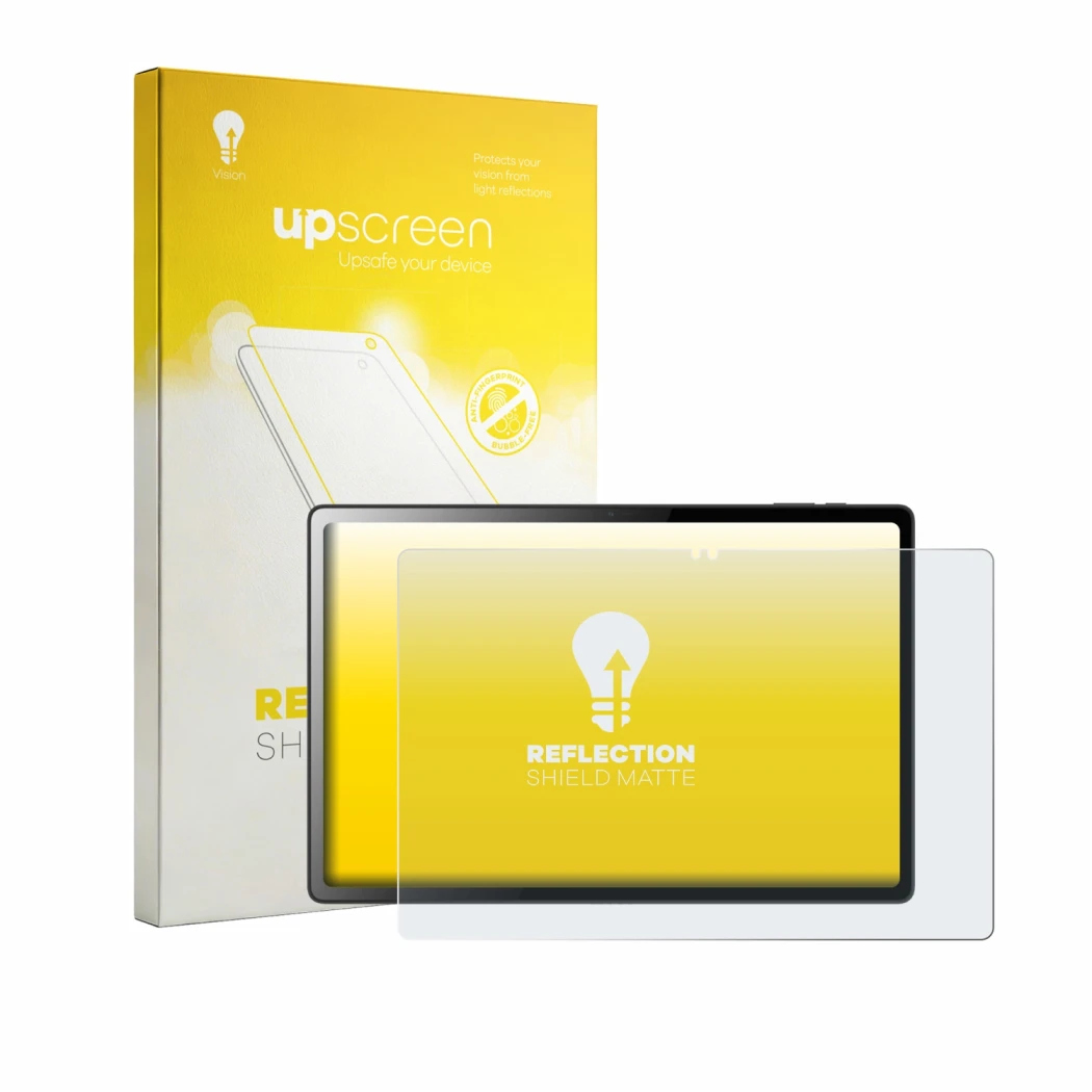 Front side of a product packaging with the brand logo upscreen. Next to it is the device Logicom Tab XL 14 shown with the corr