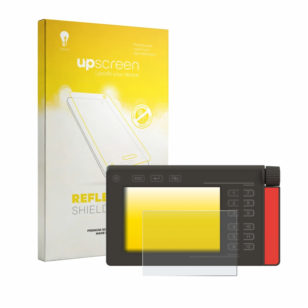 Front side of a product packaging with the brand logo upscreen. Next to it is the device Müller Elektronik SMART570 shown with