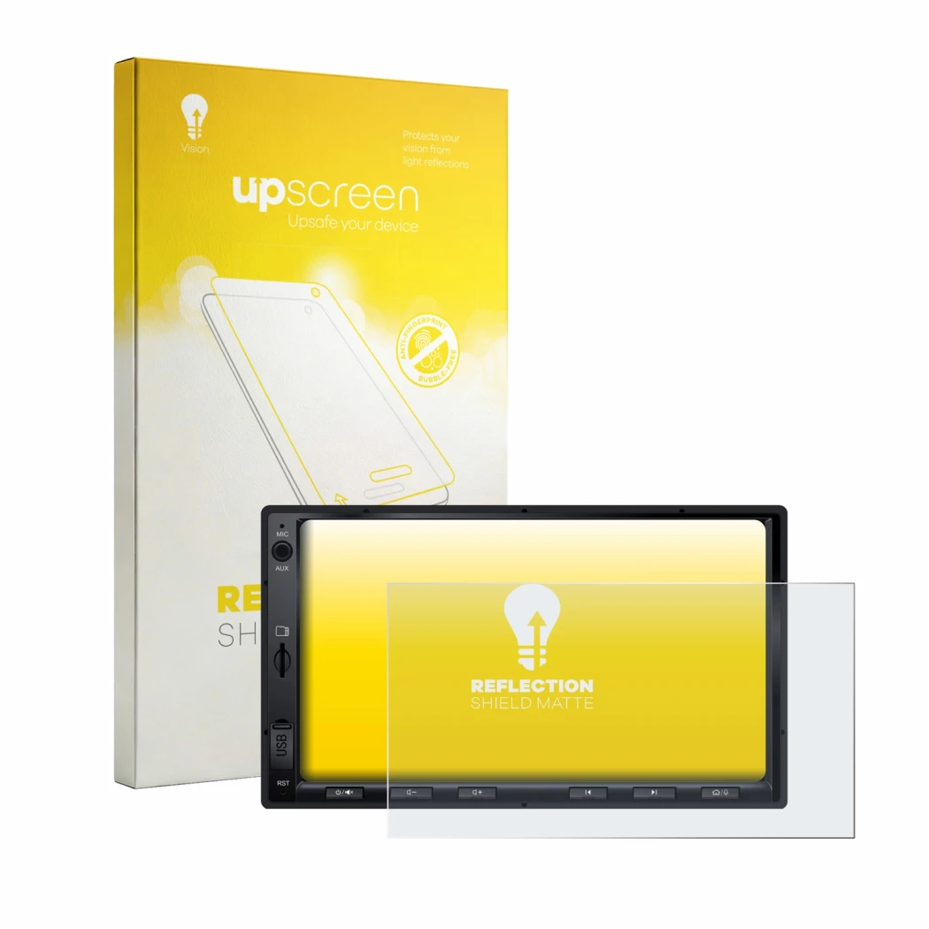 Front side of a product packaging with the brand logo upscreen. Next to it is the device Atoto A5LG2A7T 7