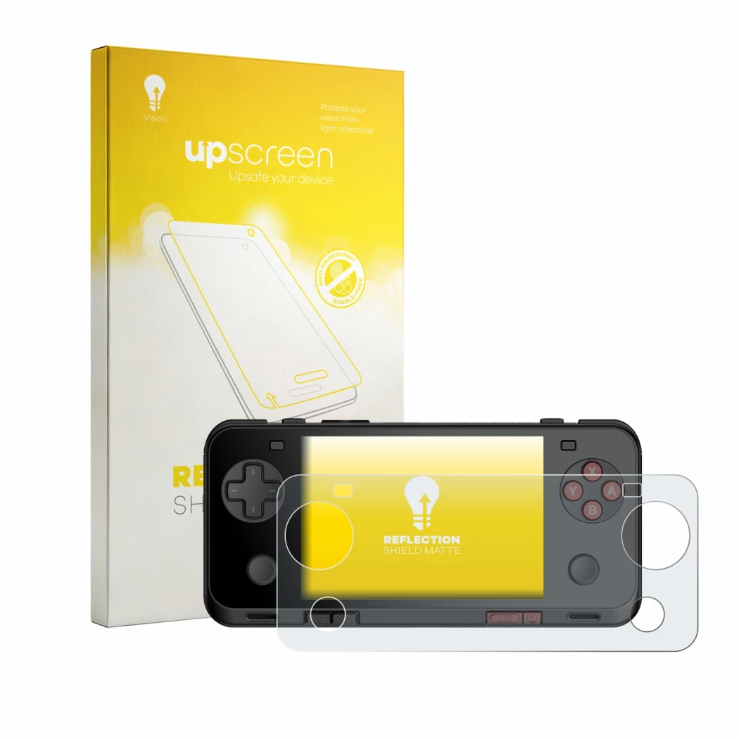 Front side of a product packaging with the brand logo upscreen. Next to it is the device Ayaneo Pocket ACE shown with the corr