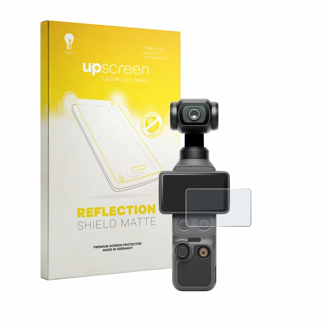 Front side of a product packaging with the brand logo upscreen. Next to it is the device DJI Osmo Pocket 4 shown with the corr