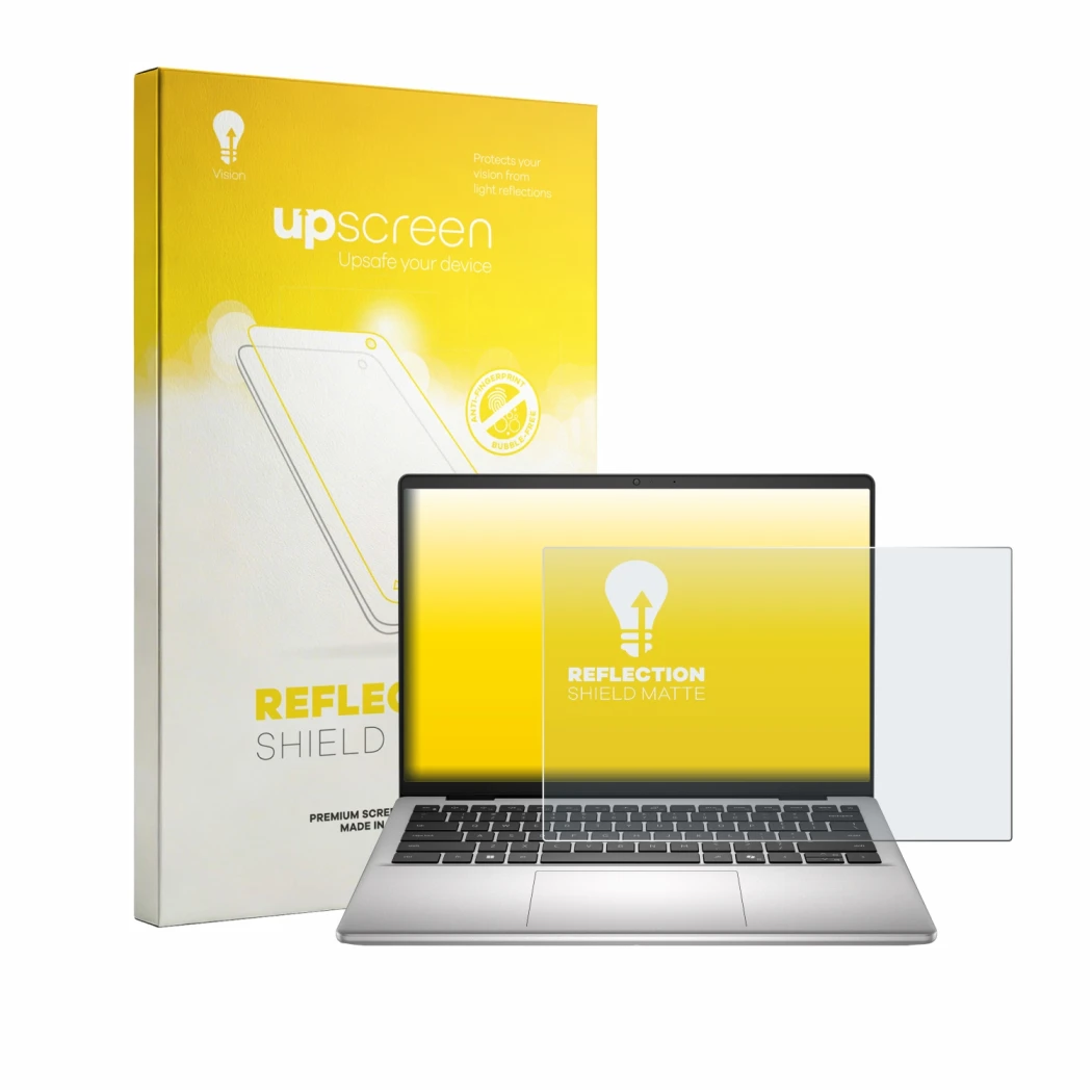 Front side of a product packaging with the brand logo upscreen. Next to it is the device Dell Dell Pro 14 Essential shown with