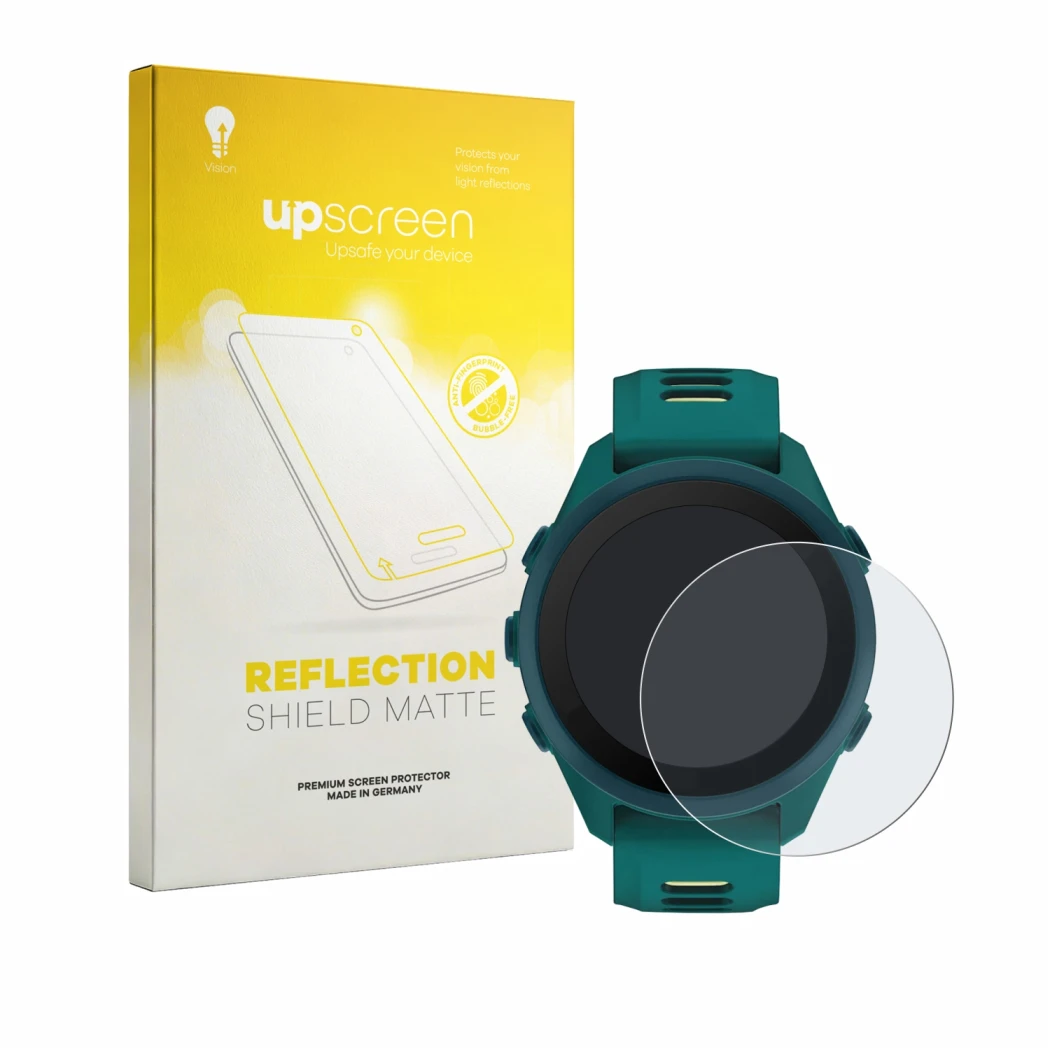 Front side of a product packaging with the brand logo upscreen. Next to it is the device Garmin Forerunner 170 Music shown wit