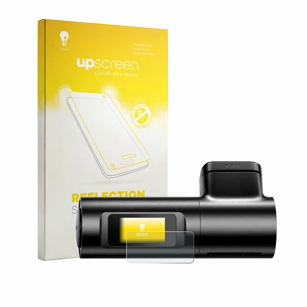 Front side of a product packaging with the brand logo upscreen. Next to it is the device Azdome M330 Max shown with the corres