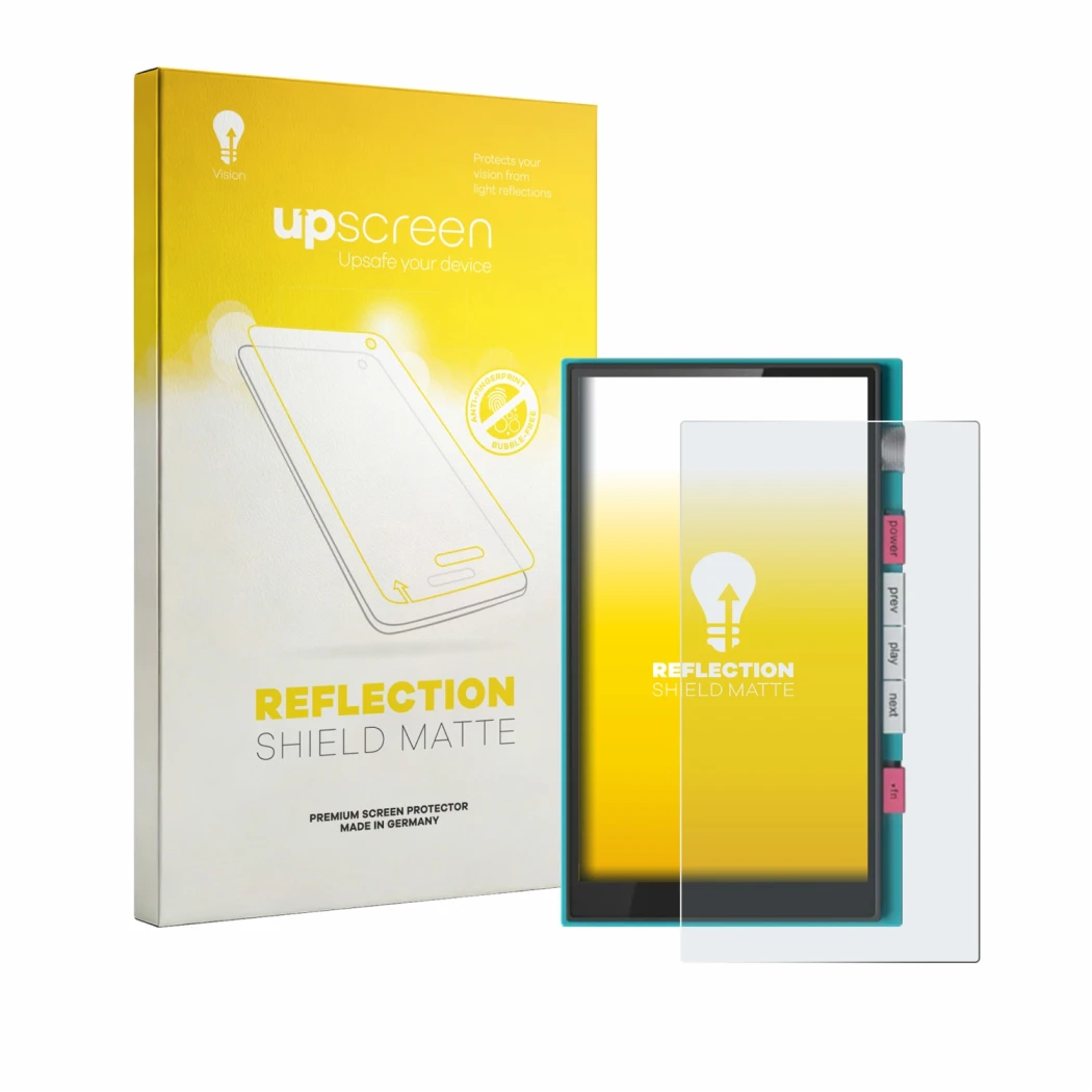 Front side of a product packaging with the brand logo upscreen. Next to it is the device Hiby Digital M500 shown with the corr