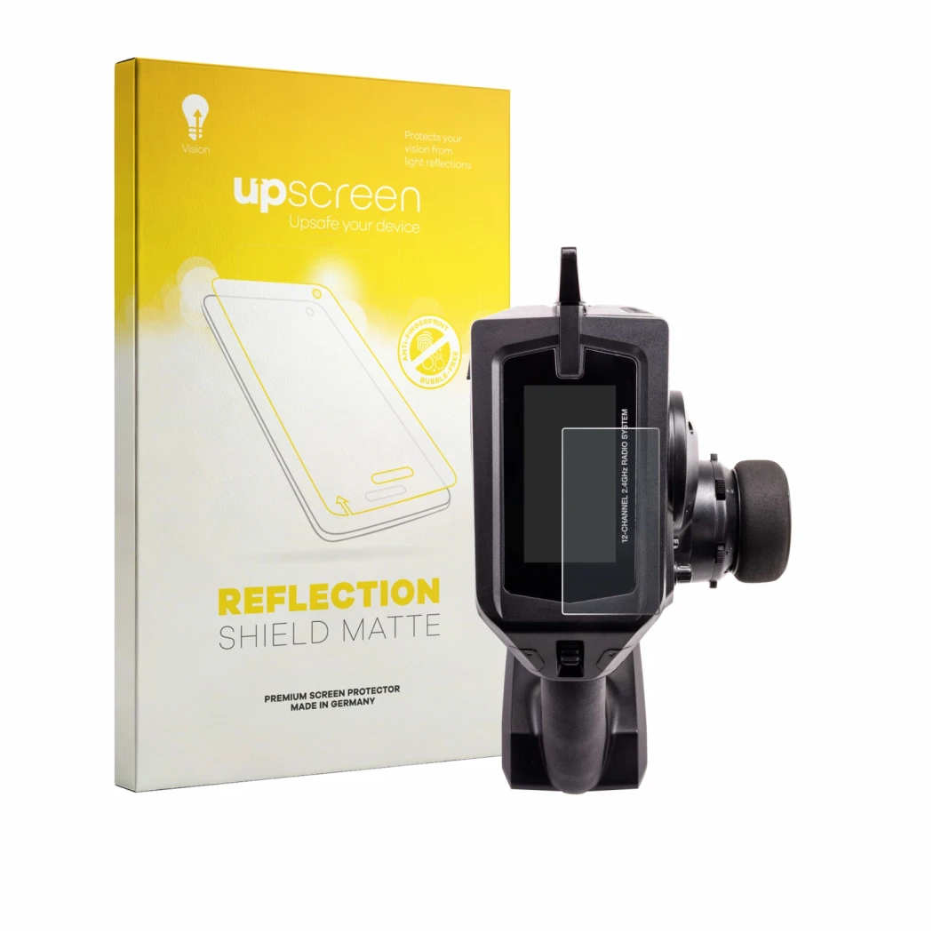 Front side of a product packaging with the brand logo upscreen. Next to it is the device Spektrum DX Pro Plus shown with the c