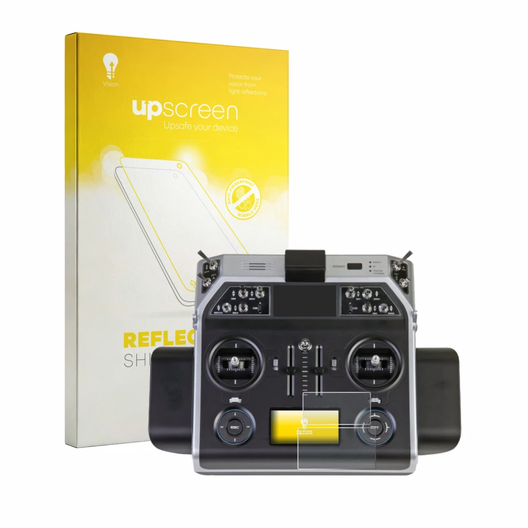 Front side of a product packaging with the brand logo upscreen. Next to it is the device Graupner MC-26 HOTT shown with the co