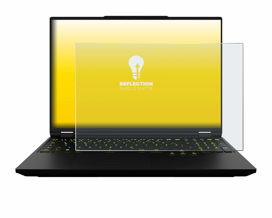 Image of the device XMG Neo 16 with a wide variety of screen protectors.