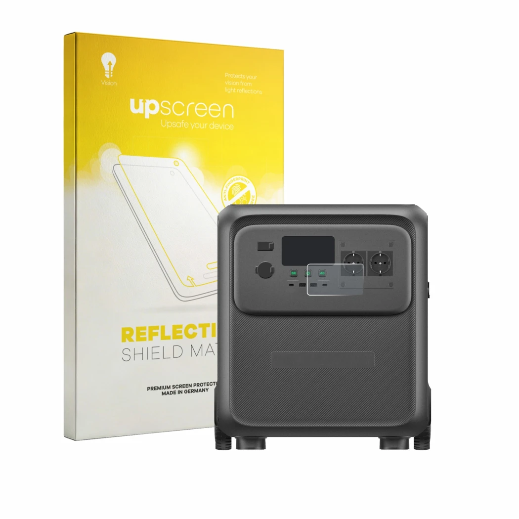 Front side of a product packaging with the brand logo upscreen. Next to it is the device Bluetti Elite 400 shown with the corr