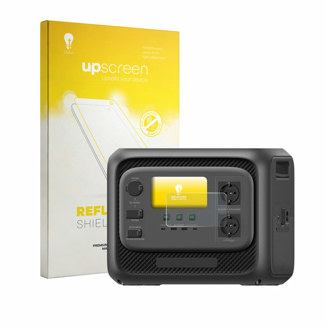 Front side of a product packaging with the brand logo upscreen. Next to it is the device Bluetti Elite 300 shown with the corr