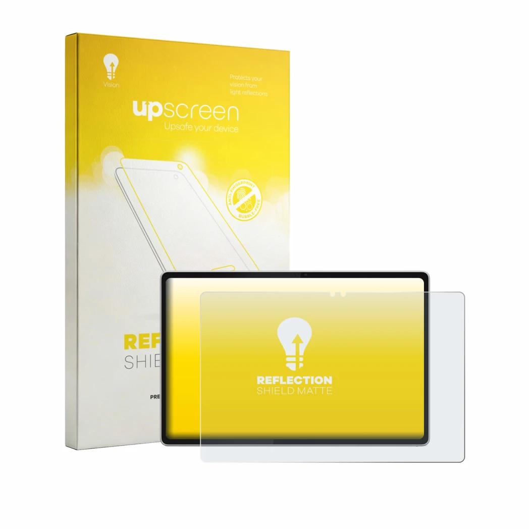 Front side of a product packaging with the brand logo upscreen. Next to it is the device Lenovo Tab Plus Gen 2 shown with the 