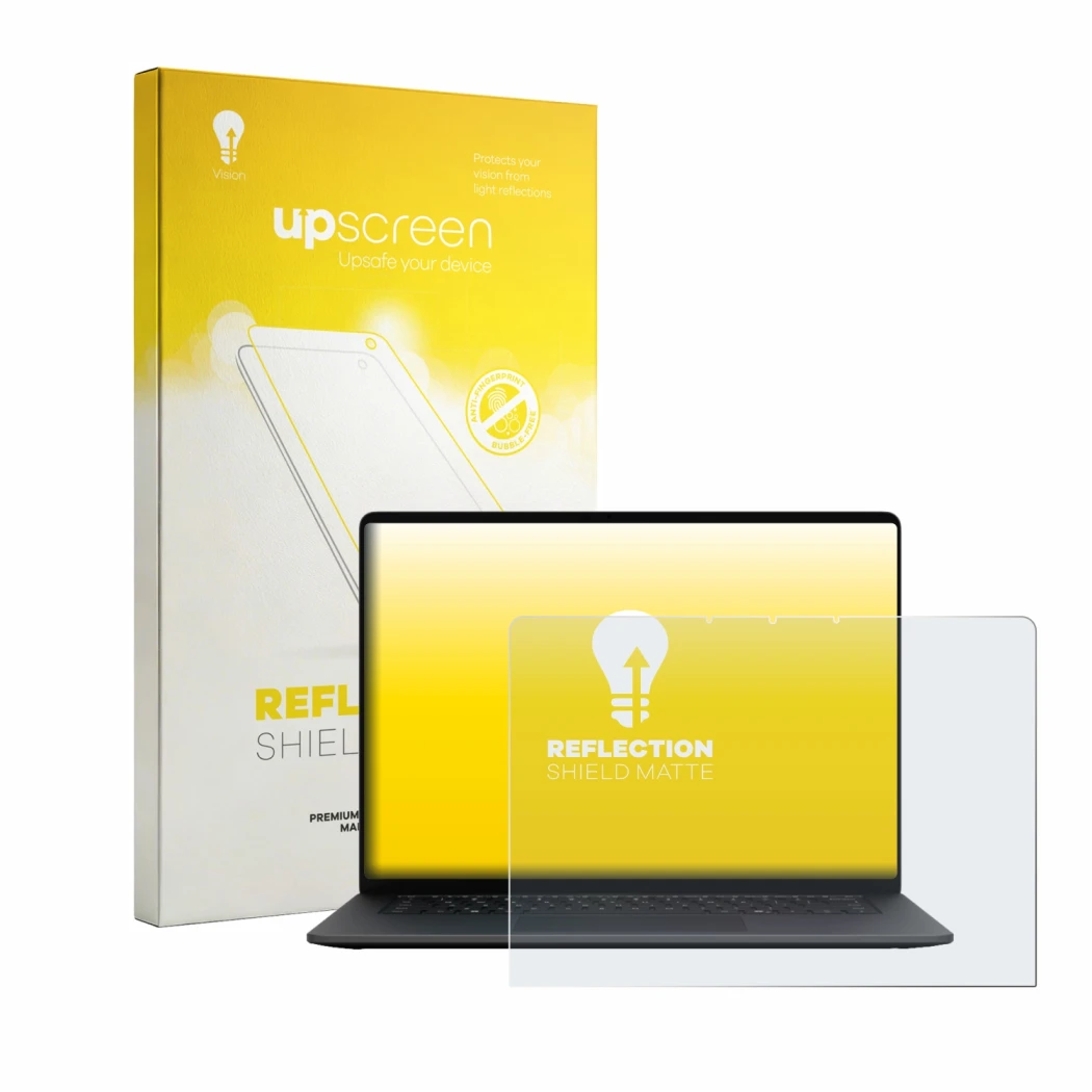 Front side of a product packaging with the brand logo upscreen. Next to it is the device Microsoft Surface Laptop 15