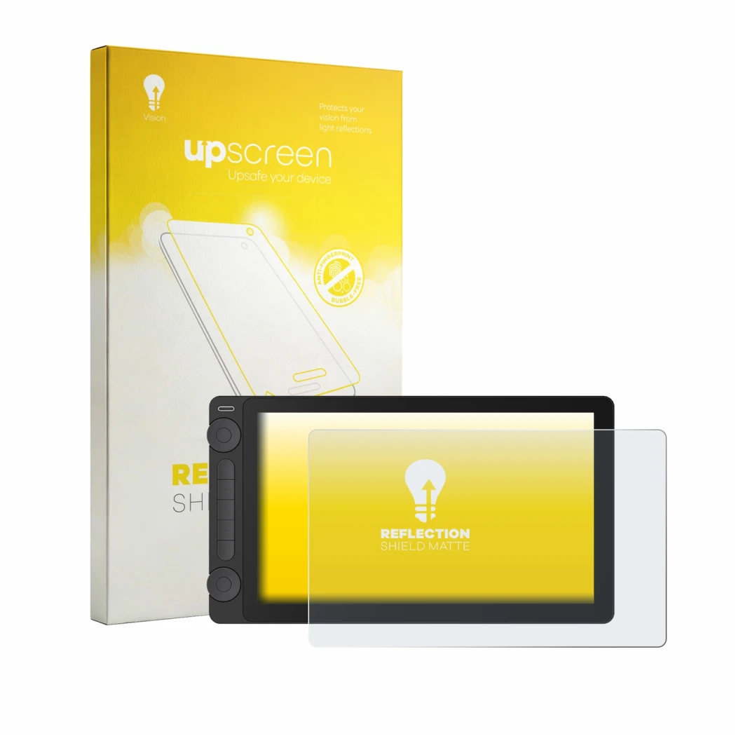 Front side of a product packaging with the brand logo upscreen. Next to it is the device Huion Kamvas 13 Gen 3 shown with the