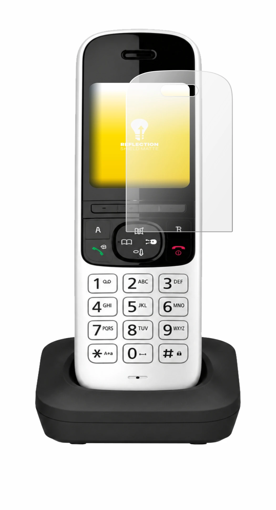 Image of the device Panasonic KX-TGH723 with a wide variety of screen protectors.