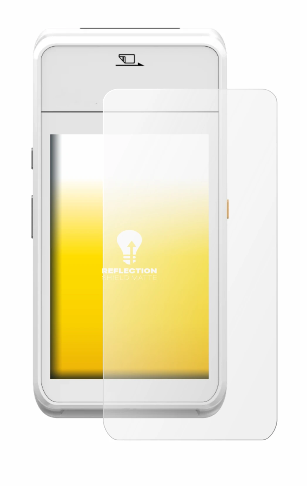 Image of the device Pax A99 with a wide variety of screen protectors.
