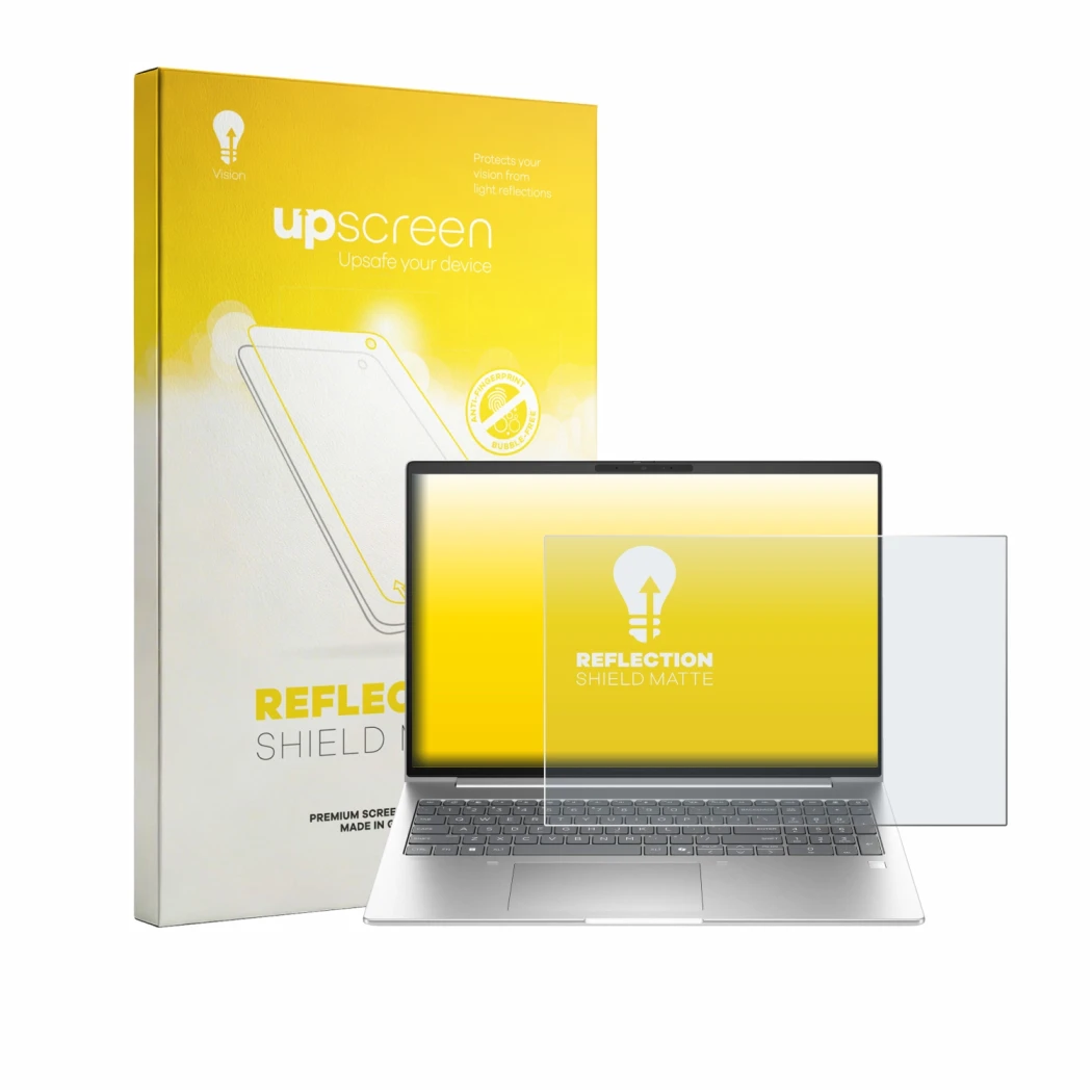 Front side of a product packaging with the brand logo upscreen. Next to it is the device HP EliteBook 6 G2i 16