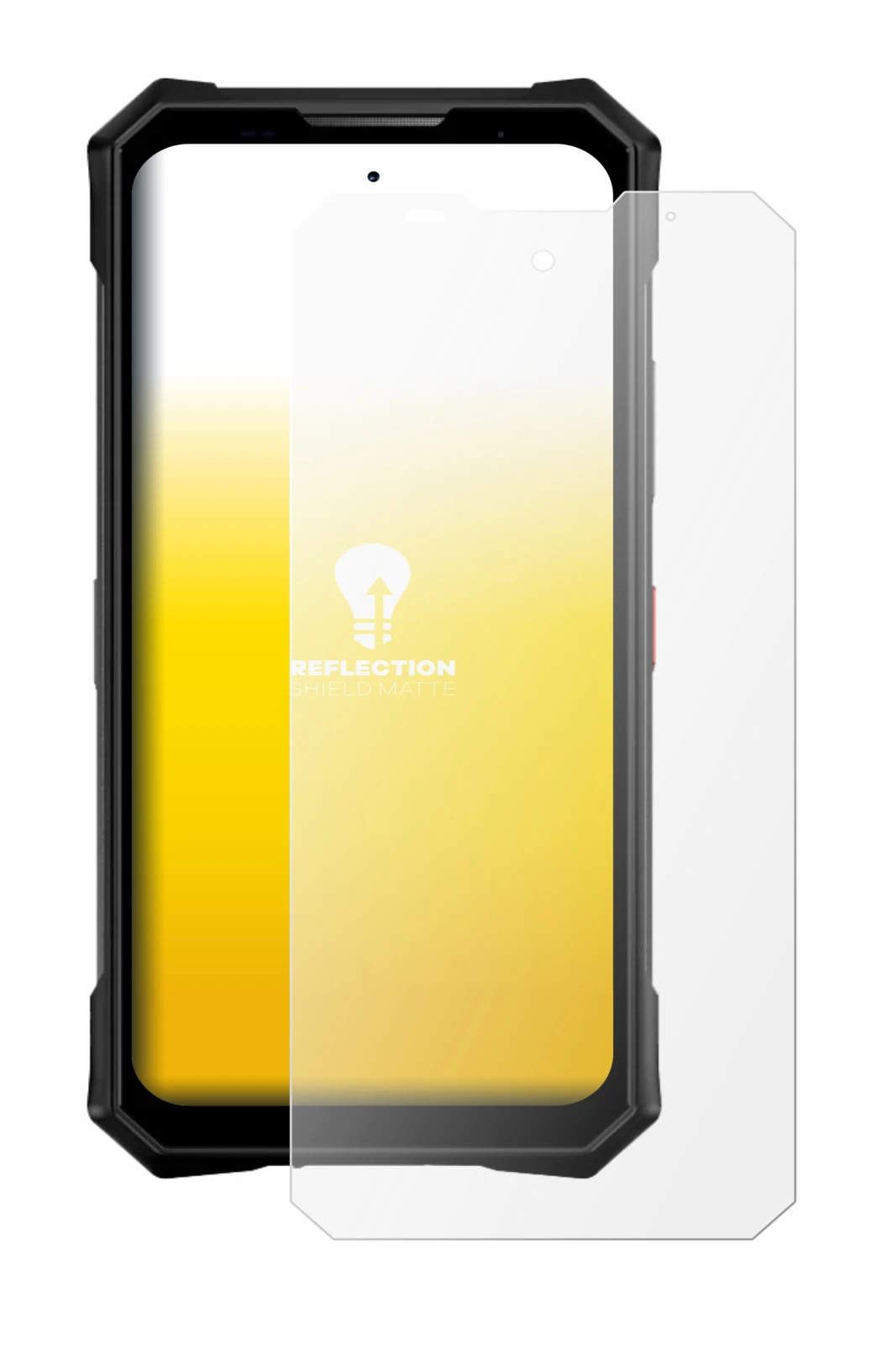 Image of the device Doogee V50 with a wide variety of screen protectors.