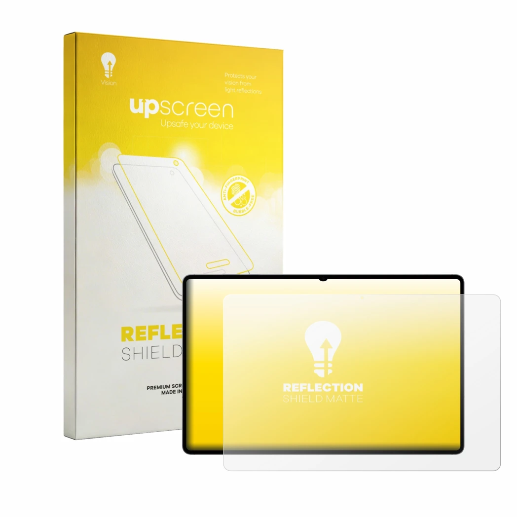 Front side of a product packaging with the brand logo upscreen. Next to it is the device Samsung Galaxy Tab S12 Ultra shown wi