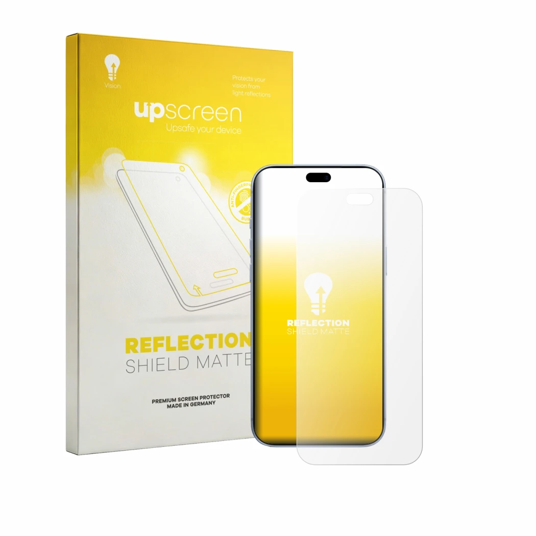 Front side of a product packaging with the brand logo upscreen. Next to it is the device Apple iPhone 18 Pro Max shown with th