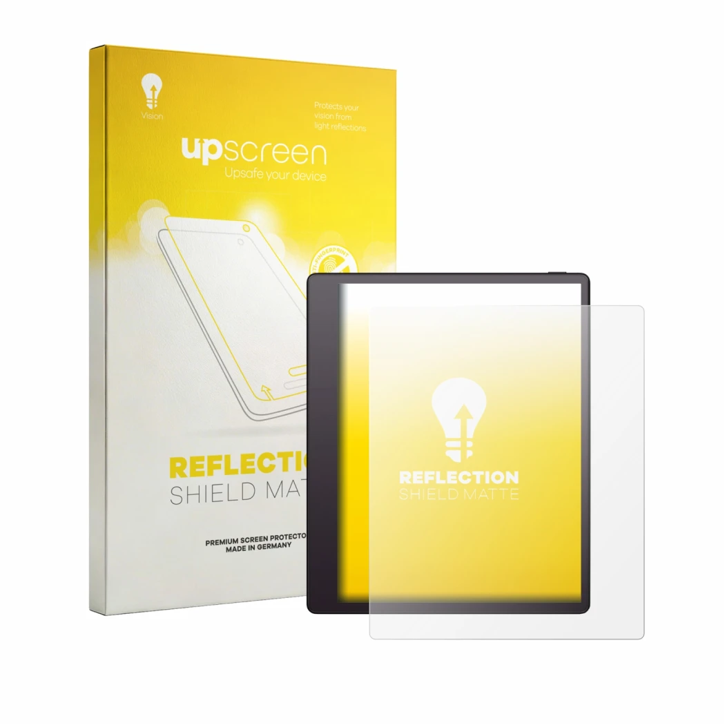 Front side of a product packaging with the brand logo upscreen. Next to it is the device Boox Note Mini C shown with the corre