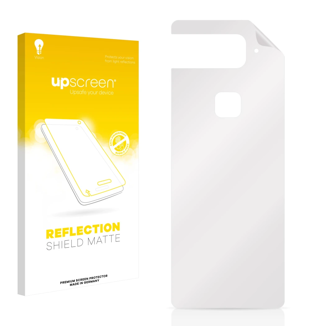 Front side of a product packaging with the brand logo upscreen. Next to it is the corresponding screen protector.