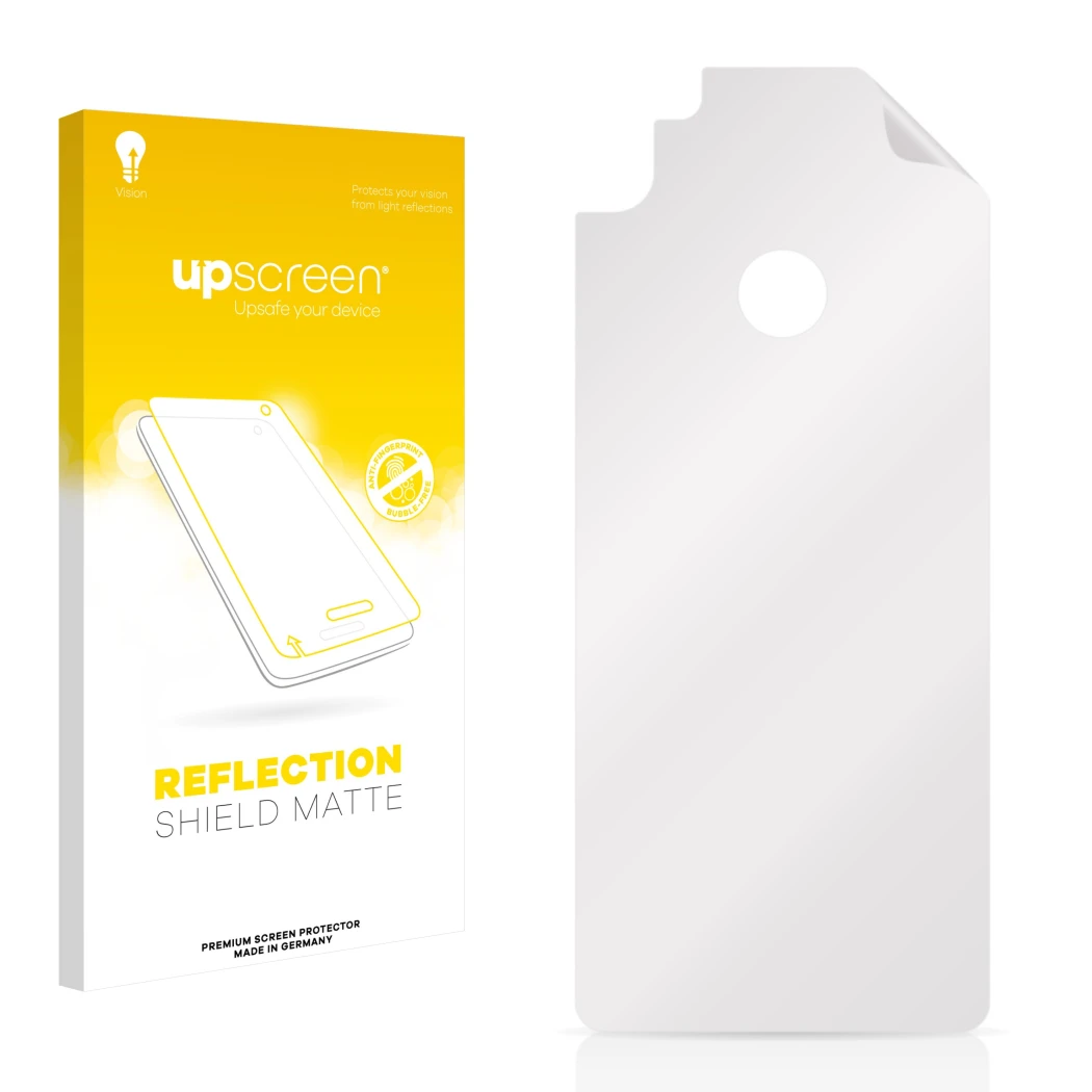 Front side of a product packaging with the brand logo upscreen. Next to it is the corresponding screen protector.